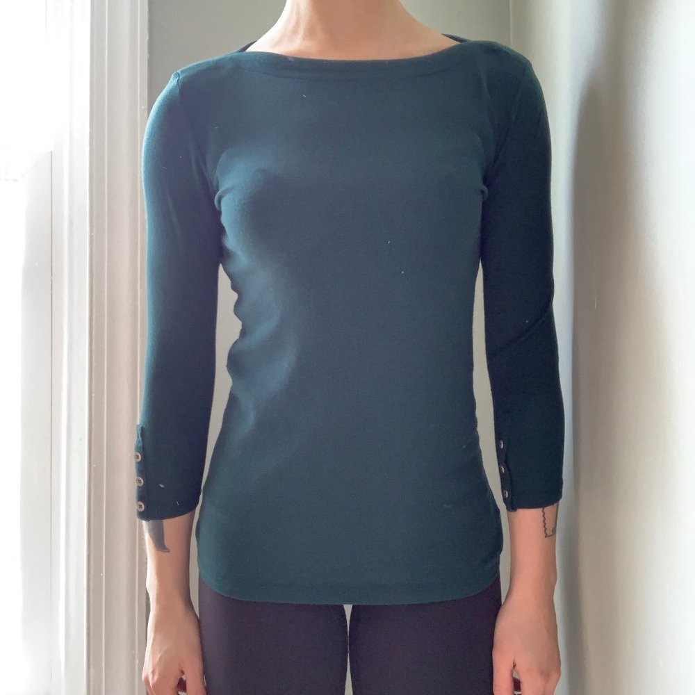 EMERALD GREEN BOAT NECK TOP